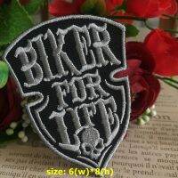 Biker for Life Racing ตัวรีดติดเสื้อ อาร์มรีด อาร์มปัก ตกแต่งเสื้อผ้า หมวก กระเป๋า แจ๊คเก็ตยีนส์ Quote Embroidered Iron on Patch