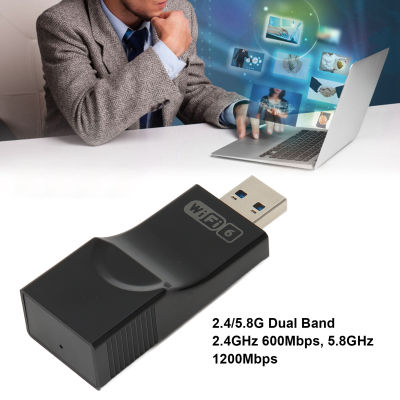 อะแดปเตอร์ WiFi 6 USB 1800Mbps 2.4 5.8G อะแดปเตอร์ Wifi USB ดูอัลแบนด์พร้อมเสาอากาศ2 2dBi สำหรับพีซี
