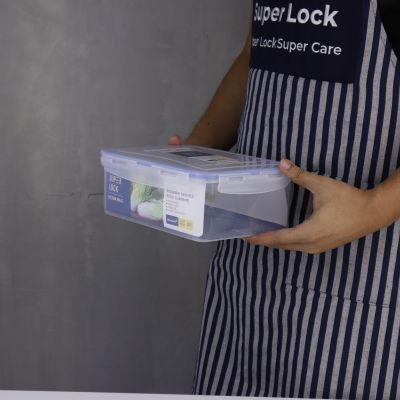 กล่อง ถนอมอาหาร พลาสติก  Super Lock # 6116 ฝาปิด ร้อน เย็น ไมโครเวฟ ทรงเหลี่ยม 2900 ml  ซุปเปอร์ล็อค
