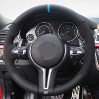 HushdgSteering Wheel Cover สำหรับ BMW M Sport F30 F31 X1 F34 F10 F32 F11 F07 X3 F25 F36 F39 F48 DIY นุ่มสีดำของแท้ Leatherkouh