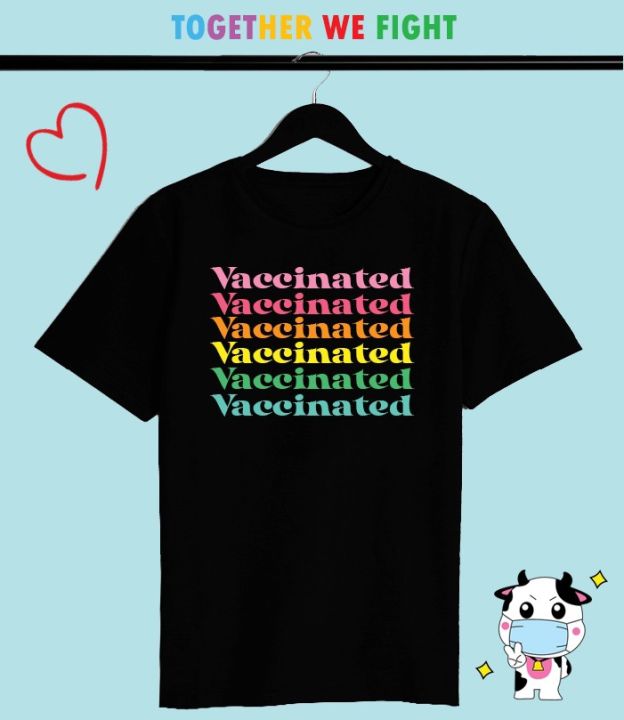 เสื้อยืดสีดำ-ฉันฉีดวัคซีนแล้ว-im-vaccinated-ใส่สบาย-สีสันสดใส-สกรีนแบบ-dtg