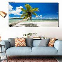 Blue Sky Ocean Beach สีเขียวปาล์มต้นไม้โปสเตอร์ Sea Sunshine ธรรมชาติภูมิทัศน์ภาพพิมพ์ผ้าใบ Wall Art สำหรับตกแต่งบ้าน Cuadro New