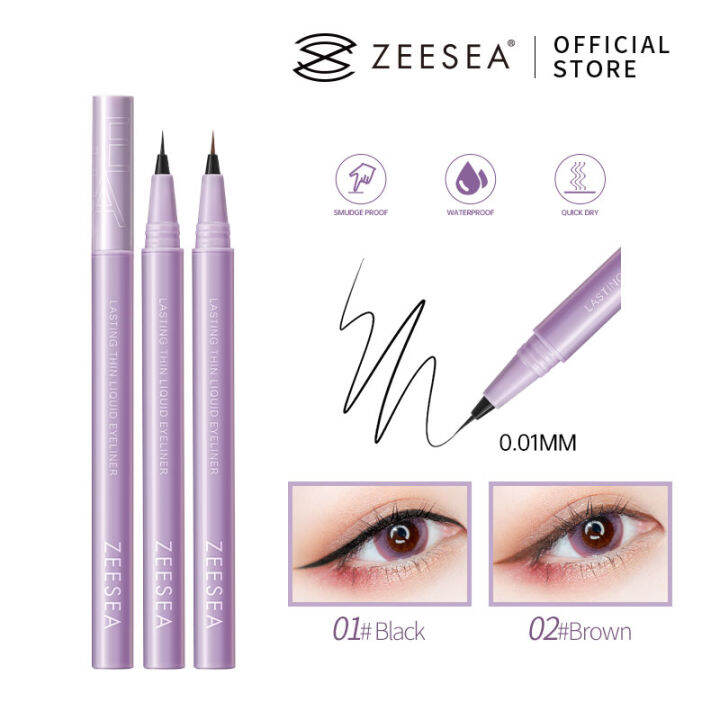 Zesea Eyeliner 0.01Mm Awet Tahan Air, Riasan Mata Berpigmen Tinggi Tahan Keringat Cepat Kering
