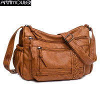 Annmouler Luxury Shoulder Bags for Women Vintage Messenger Bag Soft Pu Leather Crossbody Bag Brown Leather Handbag Purse