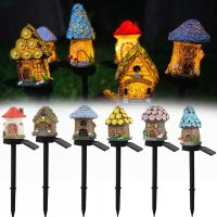 ❁☂☢ ?Ready Stock?Outdoor Solar Pathway Lights Solar LED Lampu Halaman Light Solar LED Light Waterproof Plug Yard Lawn Decorative Lamp Resin Little House Night Lamp Solar Powered Buried Light