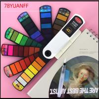 78YUANFF พร้อมปากกาแปรงน้ำ ชุดระบายสีน้ำ 18/24/36/42สี ชุดสีเพ้นท์ แบบพกพาได้ ชุดภาพวาดสีน้ำมัน โรงเรียนในโรงเรียน