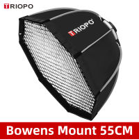 Triopo 55cm 65cm 90cm Photo Portabe Bowens Mount Octagon Umbrella Softbox + Honeycomb Grid Outdoor Soft Box for Studio Strobe