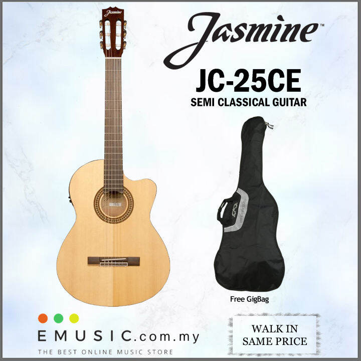 Jasmine JC-25CE Semi Classical Guitar With Cutaway Natural Gloss Spruce ...