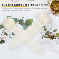 Chiffon Ribbon Handmade Silk Ribbon 1.5Inch X 5.5 Yd Frayed Edges Boho Ribbon for Gift Wrapping Invitations Decorations