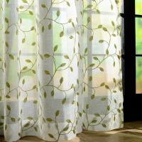 Embroidery Leaves Sheer Tulle Curtains For Living Room Window Screening Eyelets Sheer Voile Curtain Cortinas Rideaux CL-1