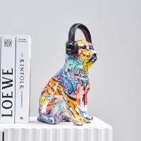 Creative Color Dog Statue Simple Living Room Resin Crafts Ornaments Modern Home Living Room Bedroom Wine Cabinet Desktop Decor