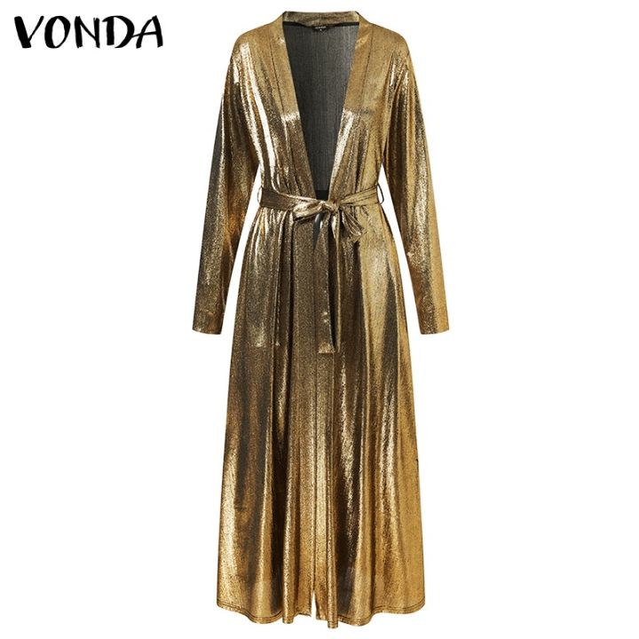 vonda-เสื้อคาร์ดิแกนแขนยาวลําลองปักเลื่อมสําหรับผู้หญิง