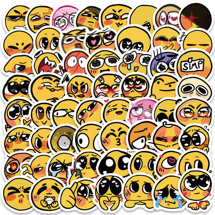 60pcs/set Funny Cartoon Face Meme Stickers Waterproof Graffiti For