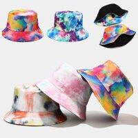 Uni Rainbow Tie-Dye Graffiti 3D Printed Bucket Hat Double-Sided Reversible Harajuku Hip Hop Outdoor Sunscreen Fisherman Cap