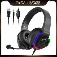 Headphone Gaming E400 EKSA สำหรับพีซีหูฟังแบบมีสายเกมเมอร์มากกว่าหูฟังด้วยการยกเลิกหูฟังพร้อมไมโครโฟนตัดเสียงรบกวนสำหรับ PS4/PS5/Xbox