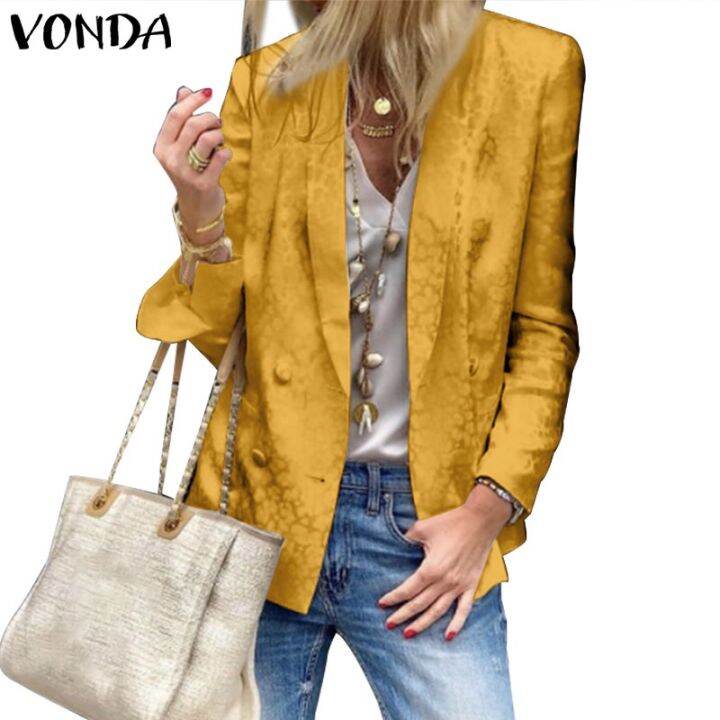 vonda-เสื้อคอปกแขนยาวลําลองสีพื้นสําหรับผู้หญิง