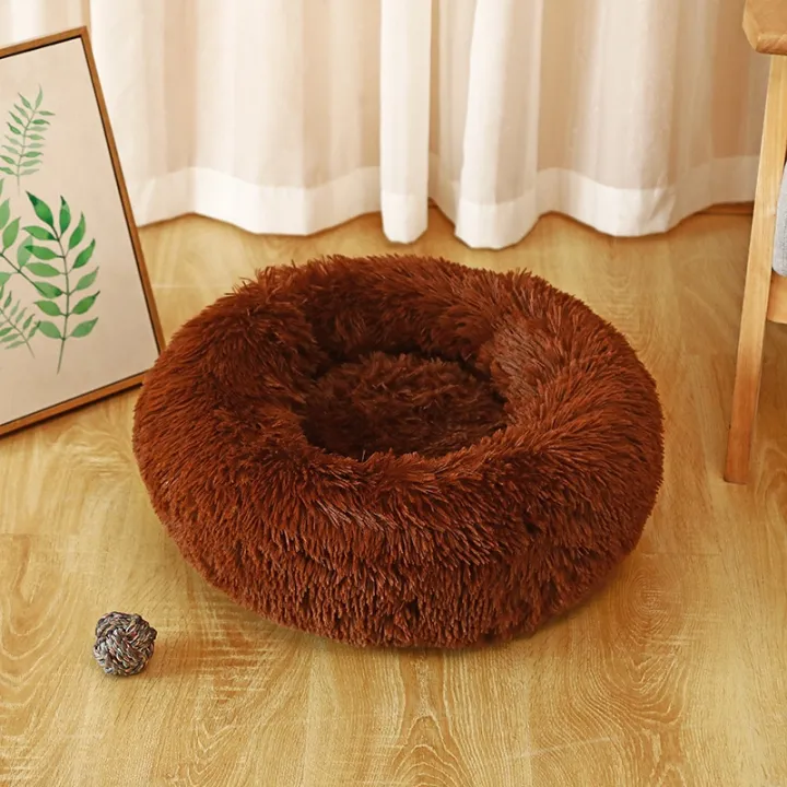 Soft Plush Round Calming Cat Dog Pet Donut Bed Lazada PH