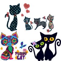 Lovely Cat Iron On Patches For Clothing Stripes Heat Transfer Patch Ironing Applications DIY Thermo Stickers Animal Applique