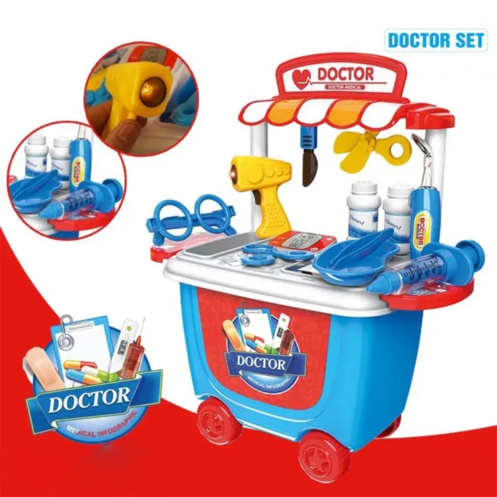 Coolbikids Educational Toy Doctor Cart Playset Doctor's Medical Cart