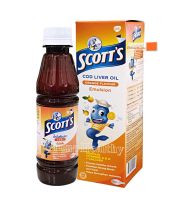 SCOTT’S COD LIVER OIL Emulsion สก๊อต อีมัลชั่น น้ำมันตับปลา รสส้ม 200 ML./ขวด