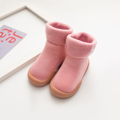U Nisex เด็กฤดูหนาวถุงเท้าเด็กเดินรองเท้าสาวเด็กพื้นยางนุ่มรองเท้าเด็กเด็กป้องกันการลื่นไถลถุงเท้าชั้น