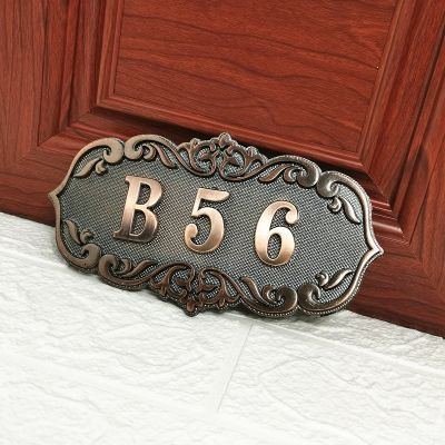 Customized House Number Door Plate ABS Imitation Bronze Antique Copper Sign Door Number Sticker for for hotel Apartment Outdoor