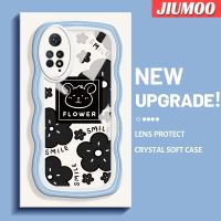 JIUMOO เคสสำหรับ Xiaomi Redmi Note 11 Pro 5G Note 11e Pro ลายดอกไม้สีดำเคสโทรศัพท์กันกระแทกแบบนิ่มเคส TPU ใสปลอกซิลิโคนป้องกันหัวกล้องรวมทั้งหมด