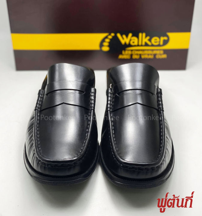 รองเท้า-walker-รุ่น-wb763-รองเท้าแตะวอคเกอร์-รองเท้าหนังแท้-สีดำ-ไซส์-41-44-ของแท้