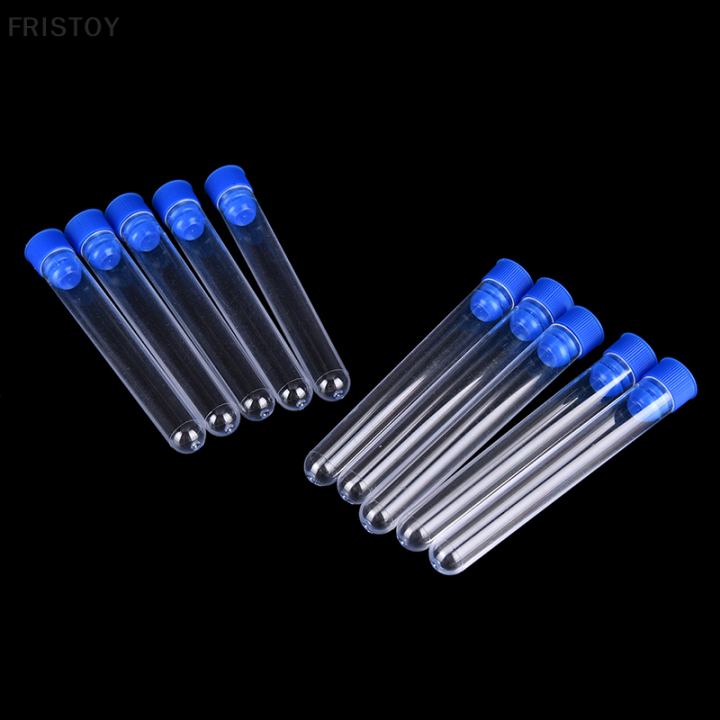 fristoy-10pcs-15x100mm-clear-plastic-test-tube-หลอดทดสอบพลาสติกแข็งพร้อมปลั๊กปีก