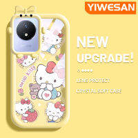 YIWESAN เคสสำหรับ VIVO Y02 Y11 Y02A 2023ลายการ์ตูนน่ารักลายเฮลโลคิตตี้แฟชั่นใหม่กันกระแทกเคสโทรศัพท์โปร่งใสน่ารักมอนสเตอร์ตัวน้อยป้องกันเลนส์กล้องซิลิโคนนิ่ม