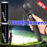 【เรือจากประเทศไทย】ไฟฉายแรงสูง ไฟฉาย xhp70 most powerful flashlight อลูมิเนียมอัลลอยด์ ไฟฉายเดินป่า 3 Modes with 2*26650 battery ระยะการฉายรังสีสูงถึง 1000M, แสงสว่างที่ยั่งยืน 99 ชั่วโมง Tactical flashlight