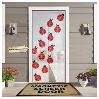 【LZ】❧  Ladybug Cartoon White Door Curtain Bedroom Magnetic Mosquito Screen Kitchen Insect Proof Window Mosquito Net