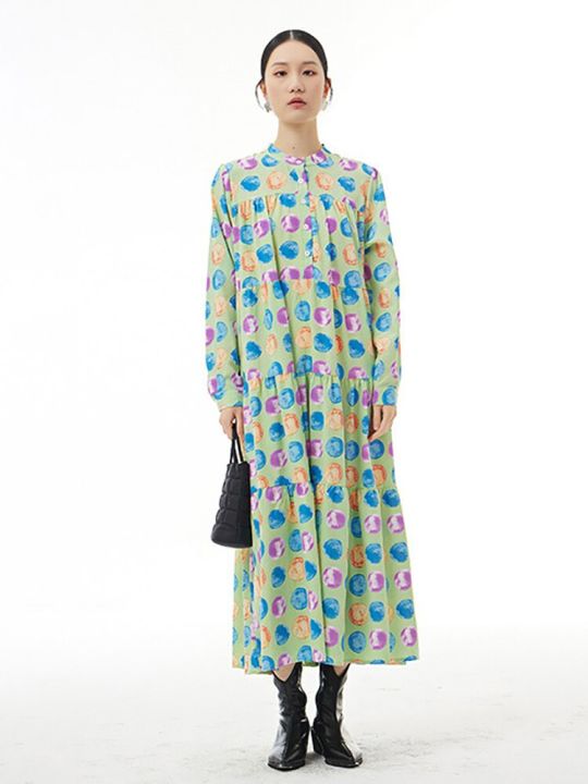 xitao-dress-loose-fashion-dot-pattern-long-sleeve-print-shirt-dress
