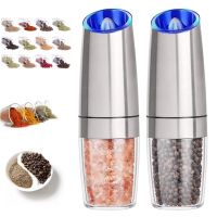 Electric Salt and Pepper Grinders Stainless Steel Automatic Gravity Spice Mill Adjustable Coarseness Kitchen Gadget