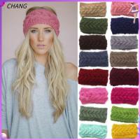 CHANG ที่คาดผมฤดูหนาวสายรัดผมสตรี Headwrap ถักดอกไม้โครเชต์