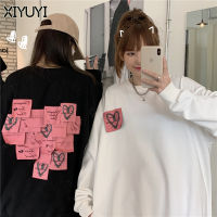 XIYUYI สเวตเชิ้ตผู้หญิงเทรนด์ใหม่เสื้อยืดแขนยาวแบบลำลองทรงหลวม