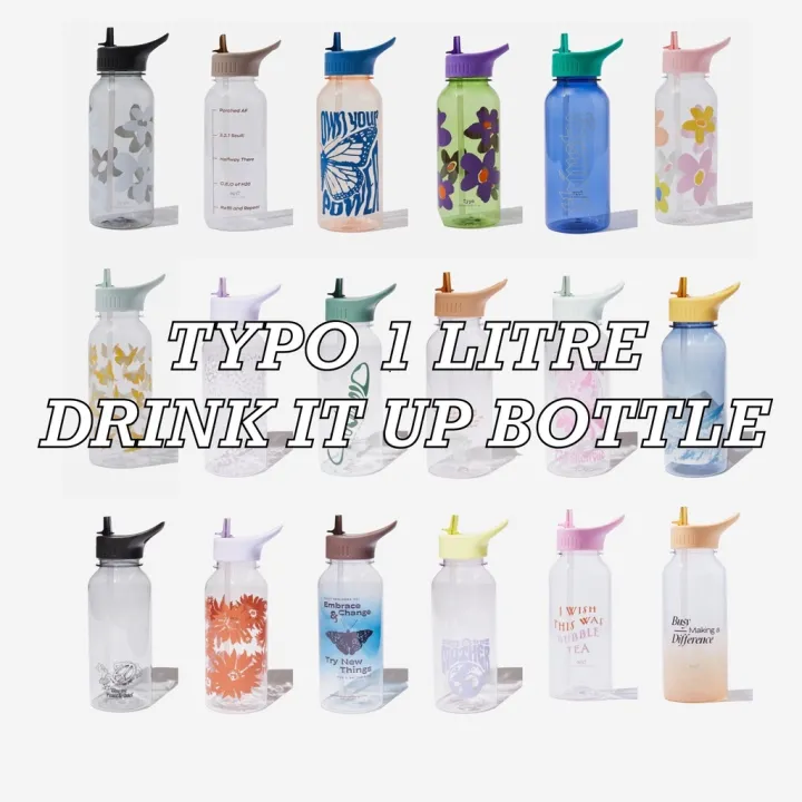 TYPO / Drink It Up Bottle 1 Litre / With Straw SipTop / 1L Water Drinking Bottle Lazada