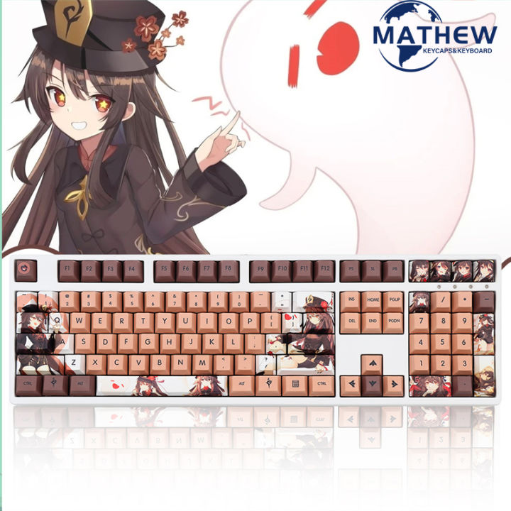 Genshin Impact Hutao Keycap Two-dimensional Animation Online Game  Sublimation Chocolate Theme Keycaps Fit 61/68/71/84/87/98/100/104/108 |  