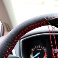 DIY Car Steering Wheel Cover With Needles Thread 38-40cm Artificial Leather Protection Interior Automotive Accessories Universal Steering Wheels Acces