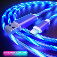 สายเรืองแสงสายชาร์จโทรศัพท์มือถือไฟ LED เครื่องชาร์จ Micro USB Type C สำหรับ Samsung Xiaomi iPhone Charge Wire Cord-ganekd