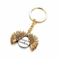 CIFbuy 1PCS Metal Sunflower Key Chain Keyring Your Are My Sunshine Lettering Keyring Cute Toys Keychain Keyholder Birthday Gift Unise