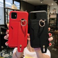 【16- digits】แฟชั่น3D หนังสายรัดข้อมือบัตรโทรศัพท์ Case สำหรับ iPhone 13 12 11 Pro X XS Max XR 7 8 Plus SE2หรูหราโลหะผู้ถือแหวนปก