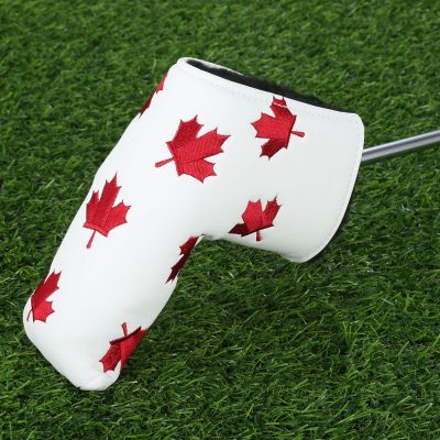 ✳♚ 1 Pc PU Golf ธงแคนาดาสีแดง Maple Leaf พัตเตอร์ฝาครอบ Headcover ป้องกันกระเป๋าพัตเตอร์กอล์ฟสำหรับ Golf Blade Club Head