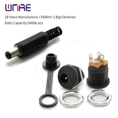 5.5 x 2.1mm plastic male plugs dc 022 dc power socket female jack screw nut panel mount connector dc022 5.5x2.1mm