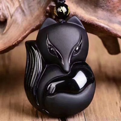 【CW】 NaturalObsidianPendant Beads Necklace FashionJewellery Hand-CarvedAmulet Gifts forWomen Men