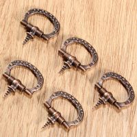 Antique Cabinet Knobs Jewelry Box Drawer Cupboard Pull Handles 27x24mm Self-Tapping Screw Handle Vintage Furniture Fittings 5pk