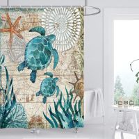 Baltan HOME LY1 Hot Sale Sea Turtle 3D Printed Shower Curtain Thickened Dirt-Resistant Waterproof Bathroom Hanging Curtain Partition