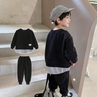 【CC】 Boys Sweatshirts  Pants Cotton 2Pcs/Sets2022 Thicken Sets Kid Breathable Children Clothing