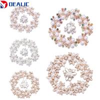 DEALIC 10PCS งานฝีมือ DIY คริสตัล รูปดอกไม้ คลิปหนีบหมวก ปุ่ม Rhinestone กระดุมมุก กิ๊บติดผมไข่มุก