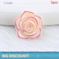 ?【Lowest price】TANG 5ชิ้นสีเรืองแสงดอกกุหลาบเรซิน Cabochon แบนตกแต่งเสื้อผ้ากระดุมเย็บอุปกรณ์งานฝีมืออุปกรณ์ DIY